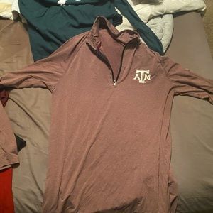 Long sleeve zip up shirt maroon A&M